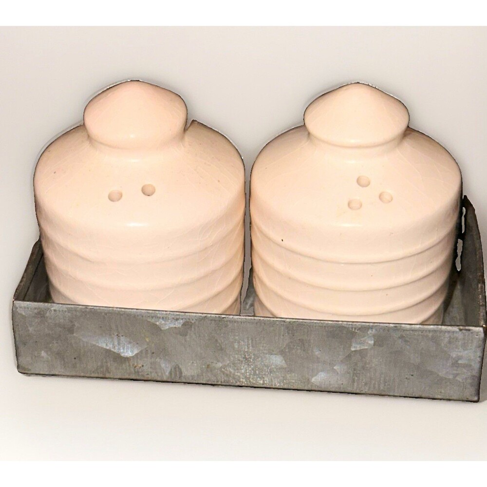 Magnolia Farms Silos Ceramic Salt & Pepper Shakers w/ Metal Tray, Set of 3